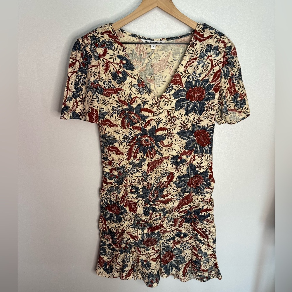 Walter Baker Floral Mini Dress with Shoulder Pads